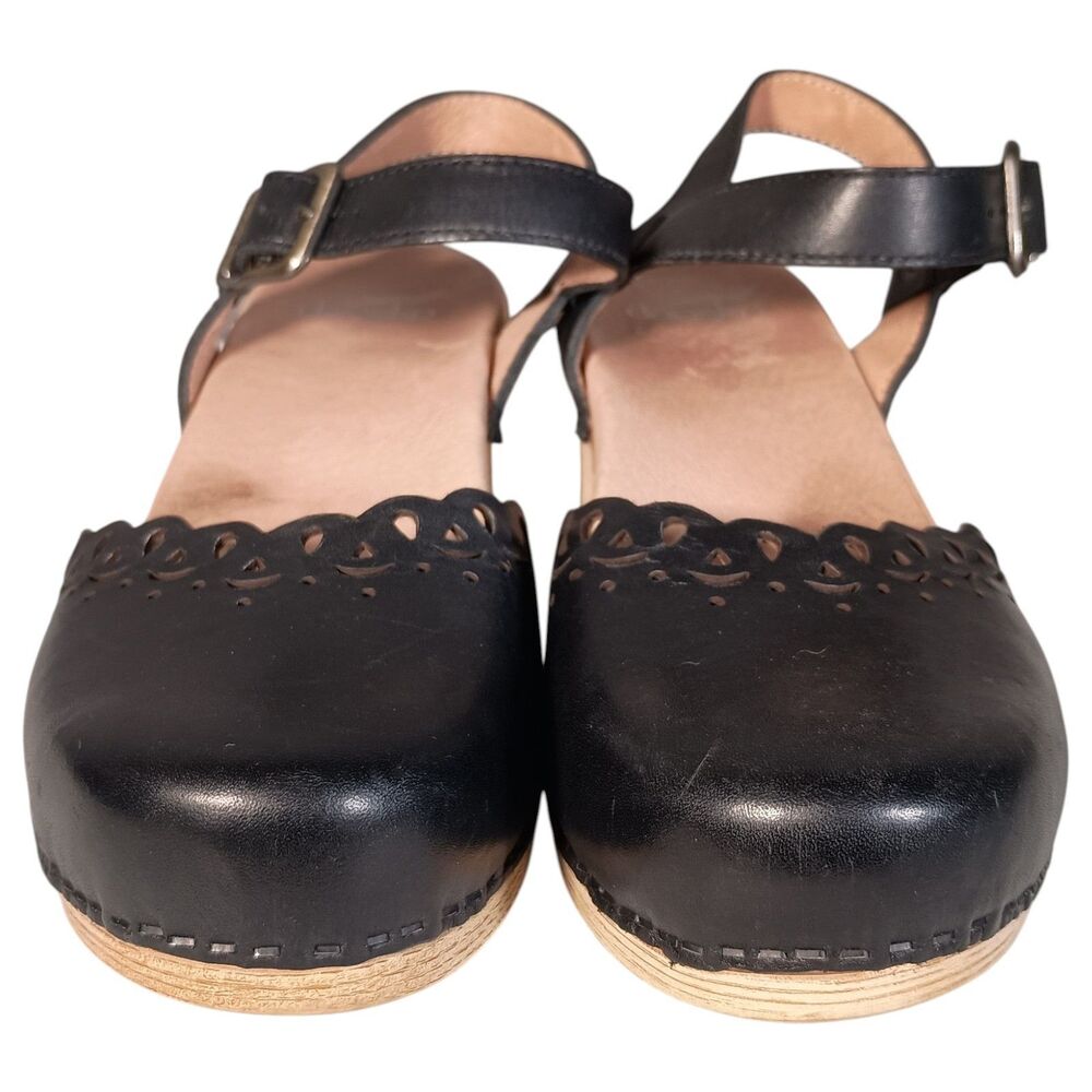 Dansko Mary Jane Shoes Toe Closed Black Leather Perforated Block Heel 38/7.5 - 8 - Picture 5 of 13